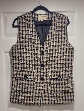 Promesa Black & Cream Houndstooth Button-Front Vest